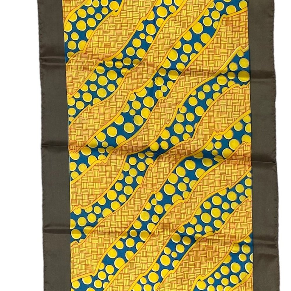 Womans Brown and Orange Rectangle All Acetate Twill Scarf